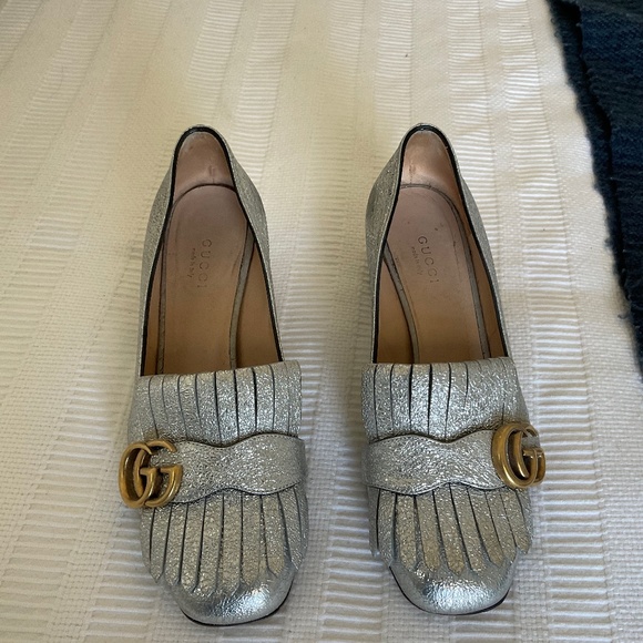 Gucci Shoes - Gucci Silver Loafers 37